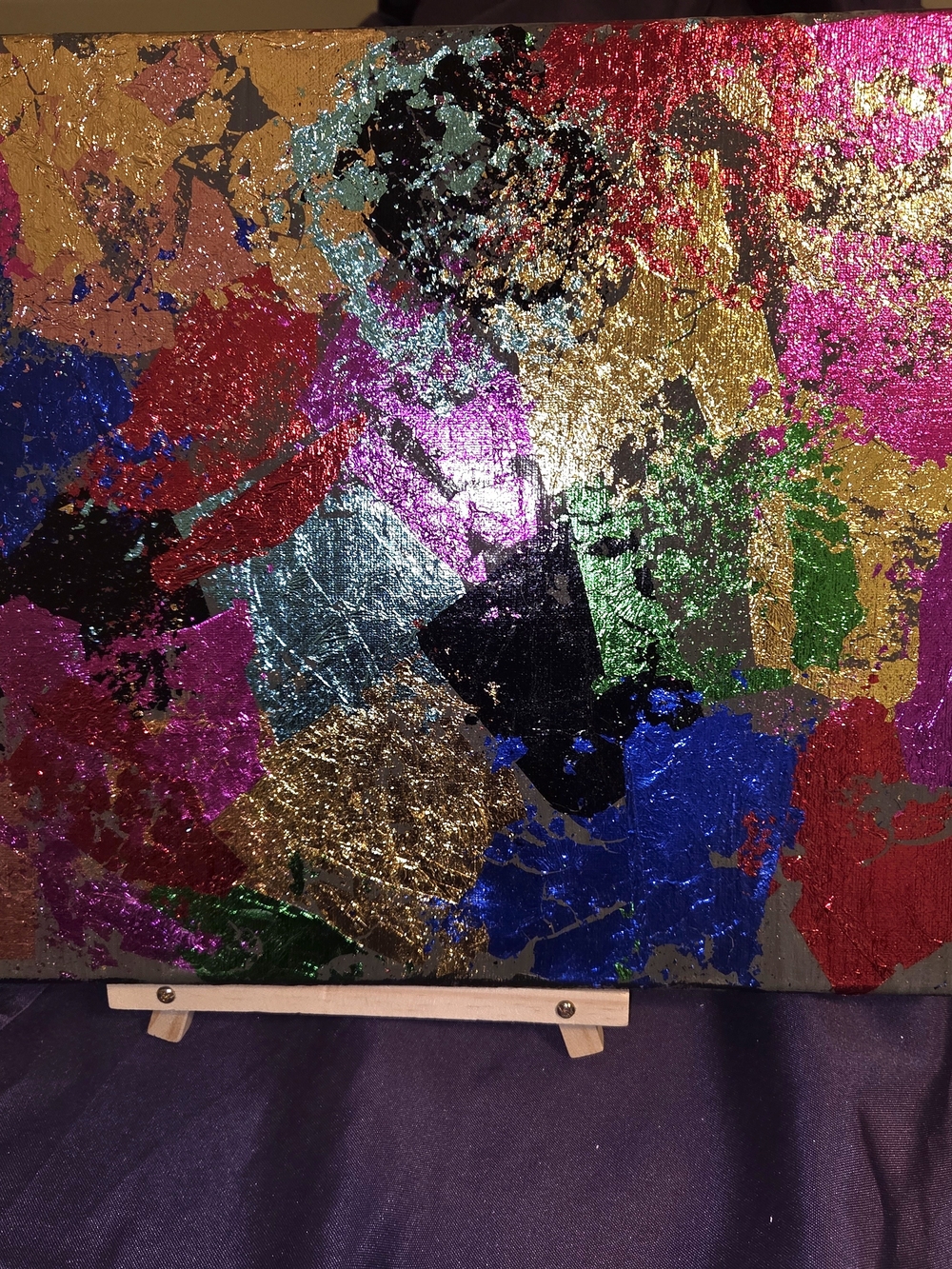 Mixed Media Abstract Wall Art - Multicolor Metallic Finish